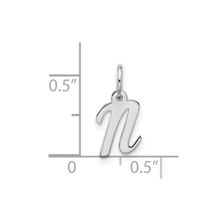 10k White Gold Small Script Initial N Charm 10WC1556N