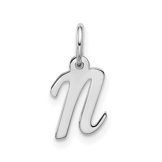 10k White Gold Small Script Initial N Charm 10WC1556N