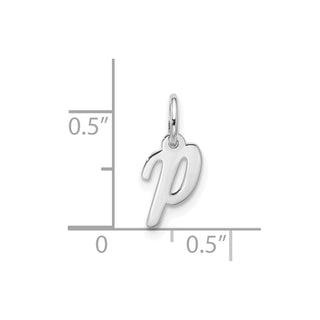 10k White Gold Small Script Initial P Charm 10WC1556P