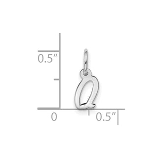 10k White Gold Small Script Initial Q Charm