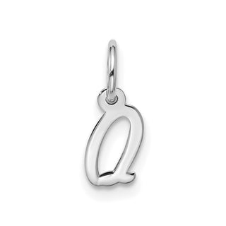 10k White Gold Small Script Initial Q Charm