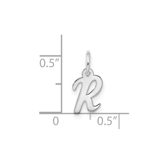10k White Gold Small Script Initial R Charm 10WC1556R