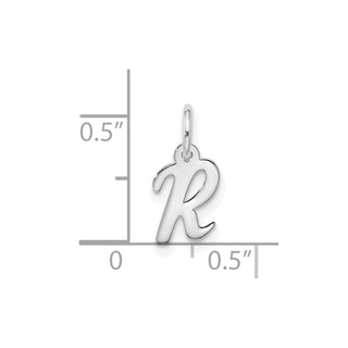 10k White Gold Small Script Initial R Charm 10WC1556R