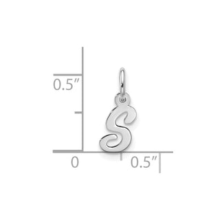 10k White Gold Small Script Initial S Charm 10WC1556S