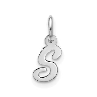 10k White Gold Small Script Initial S Charm 10WC1556S