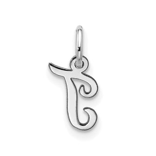 10k White Gold Small Script Initial T Charm 10WC1556T