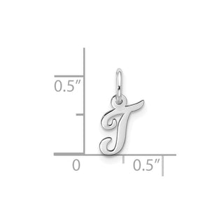 10k White Gold Small Script Initial T Charm 10WC1556T