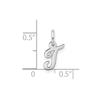 10k White Gold Small Script Initial T Charm 10WC1556T