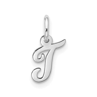 10k White Gold Small Script Initial T Charm 10WC1556T
