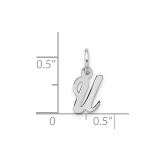 10k White Gold Small Script Initial U Charm