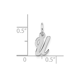 10k White Gold Small Script Initial U Charm