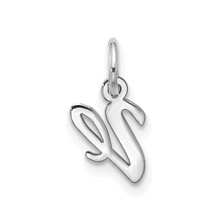 10k White Gold Small Script Initial V Charm 10WC1556V