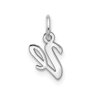 10k White Gold Small Script Initial V Charm 10WC1556V