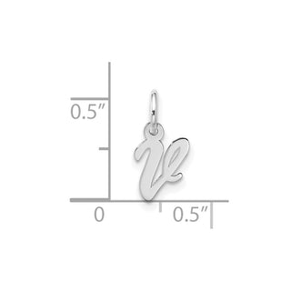 10k White Gold Small Script Initial V Charm 10WC1556V
