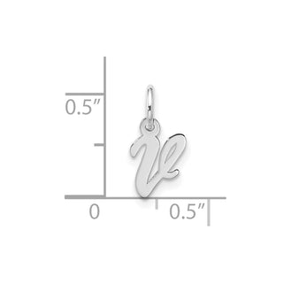 10k White Gold Small Script Initial V Charm 10WC1556V