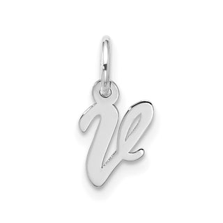 10k White Gold Small Script Initial V Charm 10WC1556V