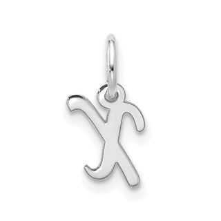 10k White Gold Small Script Initial X Charm