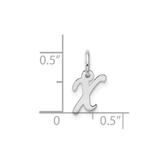 10k White Gold Small Script Initial X Charm