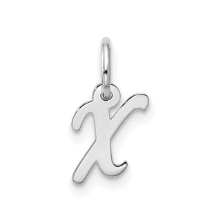 10k White Gold Small Script Initial X Charm