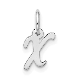 10k White Gold Small Script Initial X Charm
