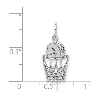10k White Gold Basketball and Net Charm