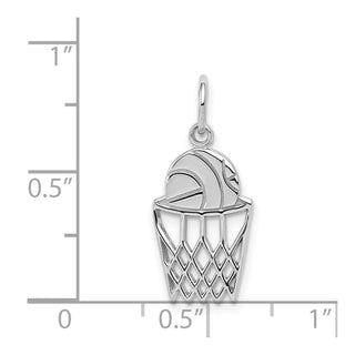 10k White Gold Basketball and Net Charm