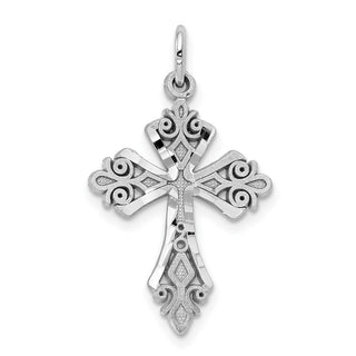 10k White Gold Diamond-cut Cross Charm 10WC45