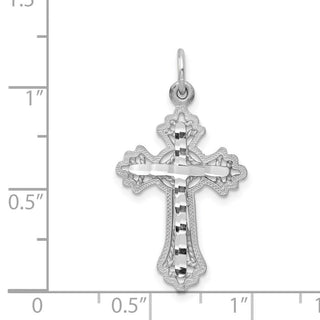 10k White Gold Diamond-cut Cross Charm 10WC46