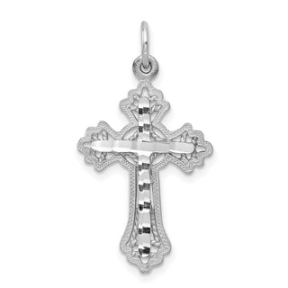10k White Gold Diamond-cut Cross Charm 10WC46