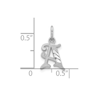 10k White Gold Diamond-cut Initial A Charm