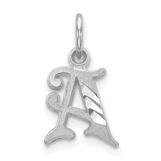 10k White Gold Diamond-cut Initial A Charm