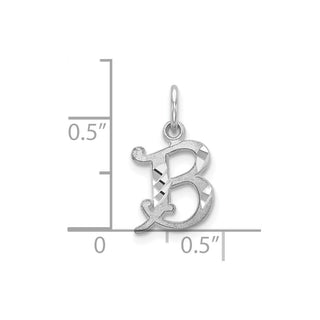 10k White Gold Diamond-cut Initial B Charm