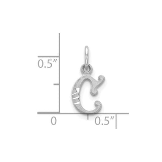 10k White Gold Diamond-cut Initial C Charm