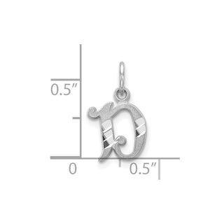 10k White Gold Diamond-cut Initial D Charm