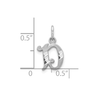 10k White Gold Diamond-cut Initial D Charm