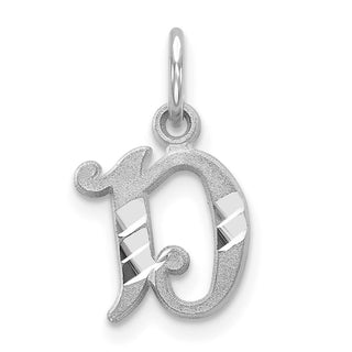 10k White Gold Diamond-cut Initial D Charm