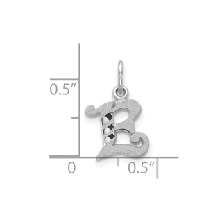 10k White Gold Diamond-cut Initial E Charm