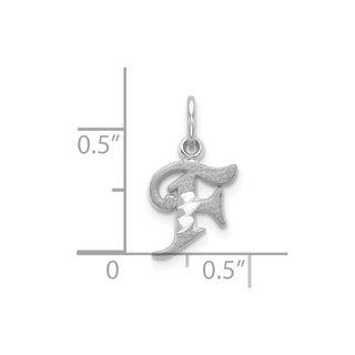 10k White Gold Diamond-cut Initial F Charm
