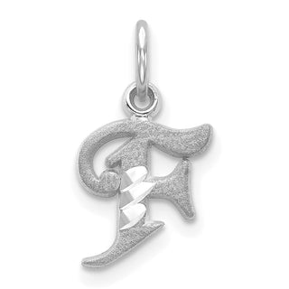 10k White Gold Diamond-cut Initial F Charm