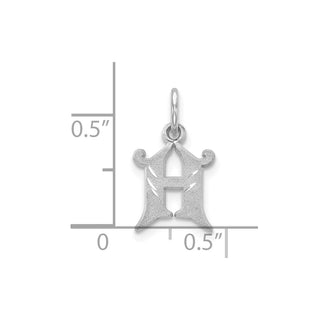 10k White Gold Diamond-cut Initial H Charm