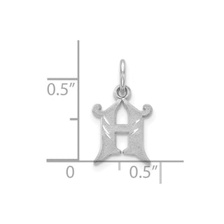 10k White Gold Diamond-cut Initial H Charm