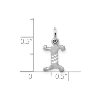 10k White Gold Diamond-cut Initial I Charm