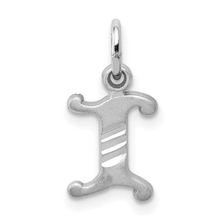 10k White Gold Diamond-cut Initial I Charm