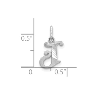 10k White Gold Diamond-cut Initial J Charm