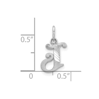 10k White Gold Diamond-cut Initial J Charm