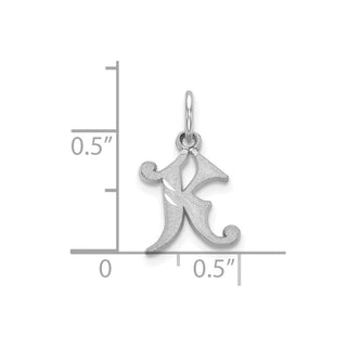 10k White Gold Diamond-cut Initial K Charm