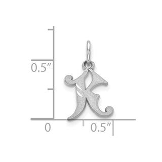 10k White Gold Diamond-cut Initial K Charm