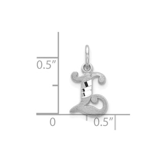 10k White Gold Diamond-cut Initial L Charm