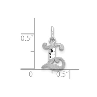 10k White Gold Diamond-cut Initial L Charm