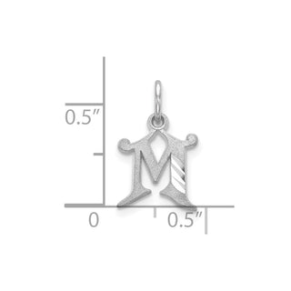 10k White Gold Diamond-cut Initial M Charm